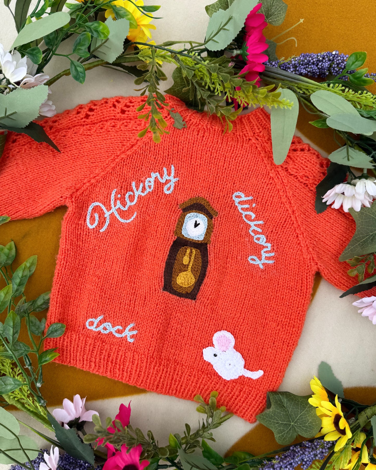 Pre-made | Personalisable hickory dickory dock cardigan | Hand-knitted | 9-12m