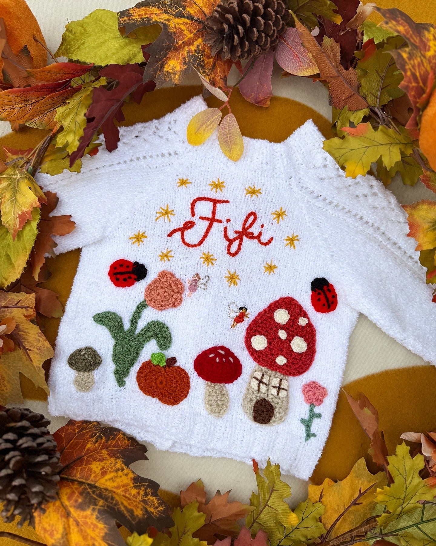 Personalisable ‘Enchanted Garden’ fairy cardigan | Hand-knitted | 1-5