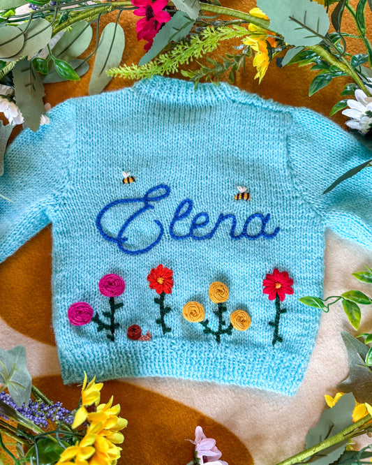 Flower garden cardigan 🌺 | Hand-knitted | 0-5