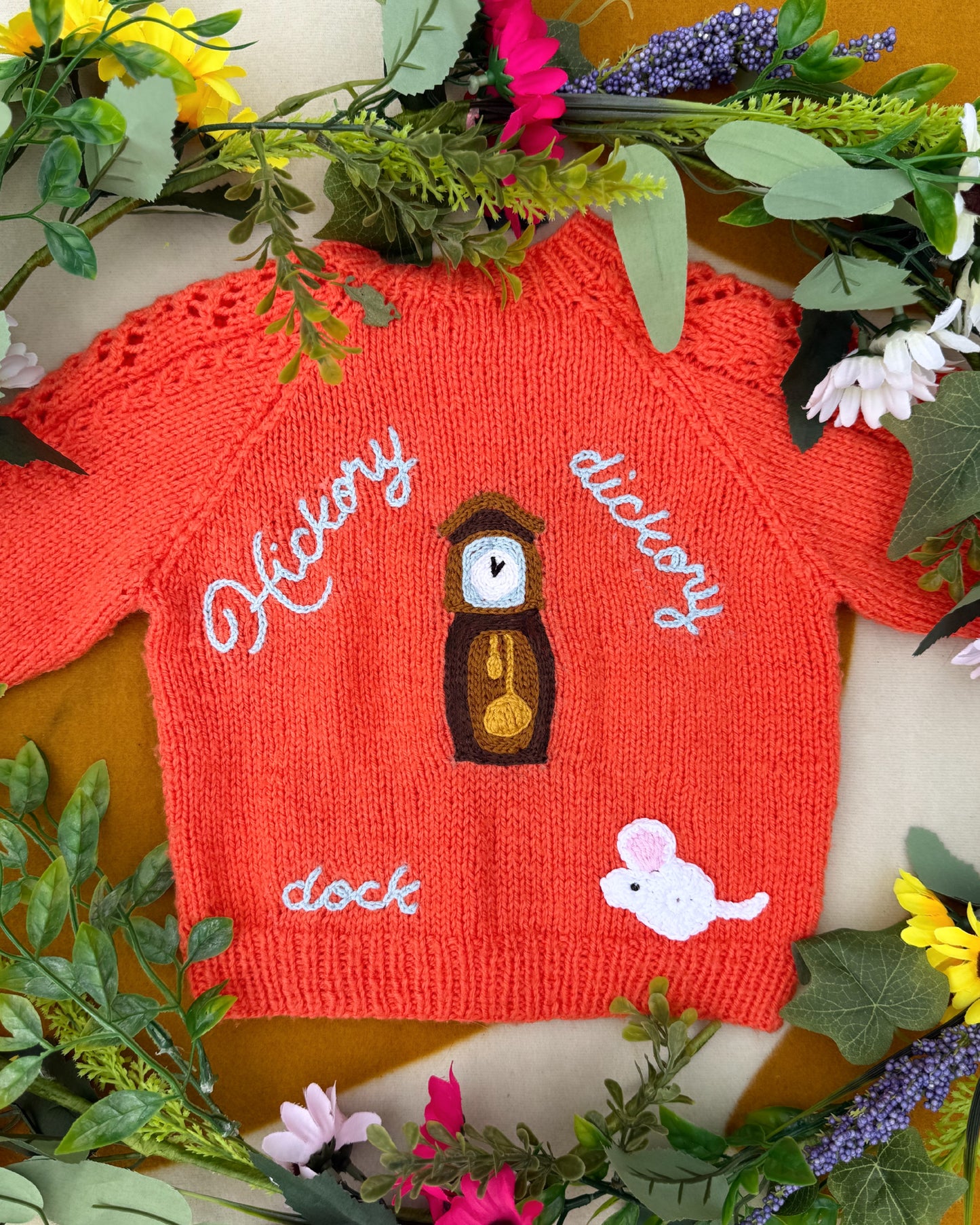 Pre-made | Personalisable hickory dickory dock cardigan | Hand-knitted | 9-12m