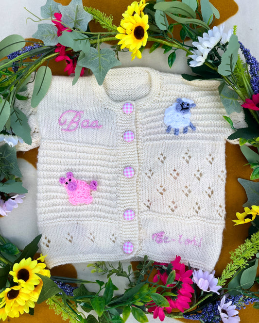 'On the Farm' cardigan | Hand-knitted | 1-5