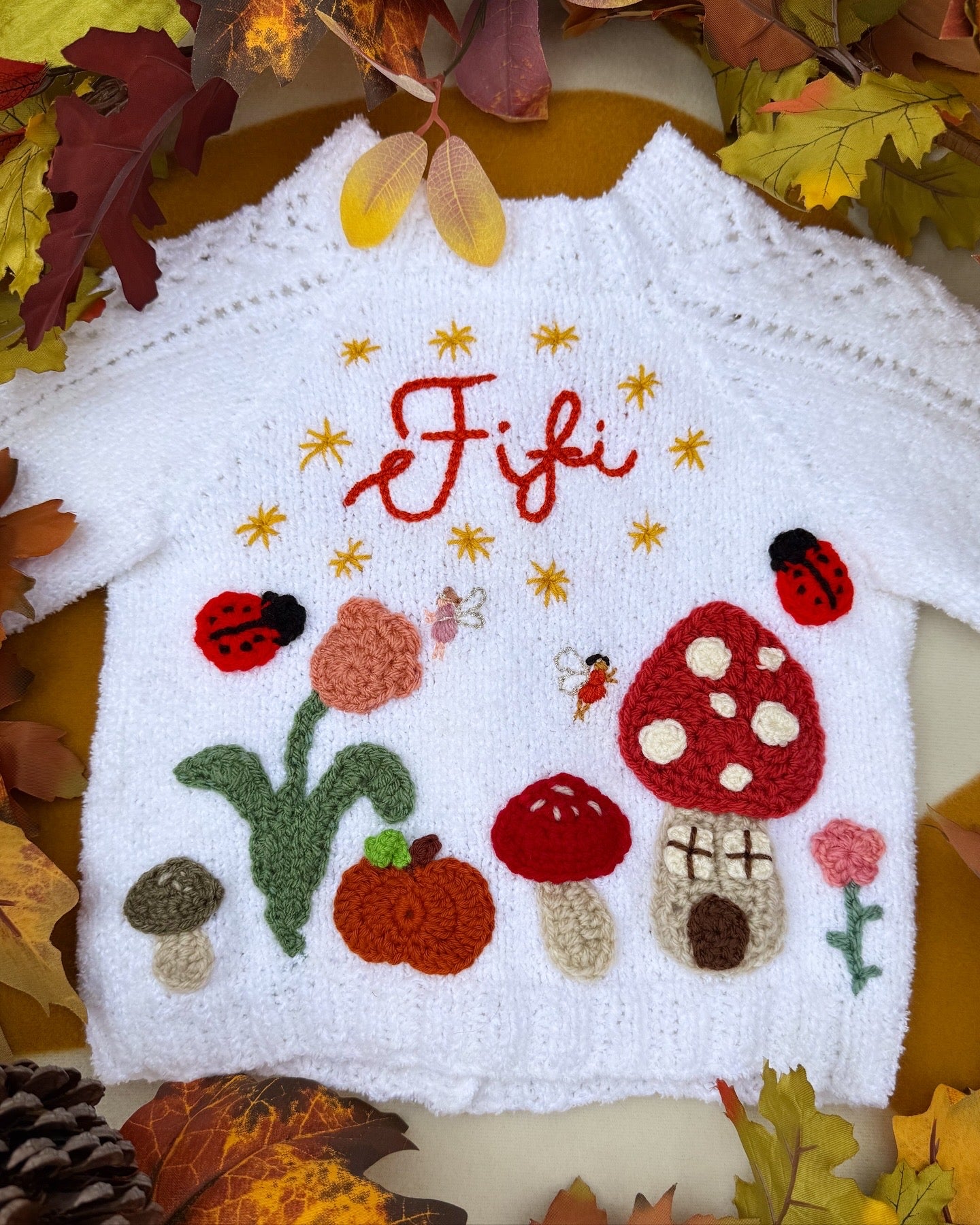 Personalisable ‘Enchanted Garden’ fairy cardigan | Hand-knitted | 1-5