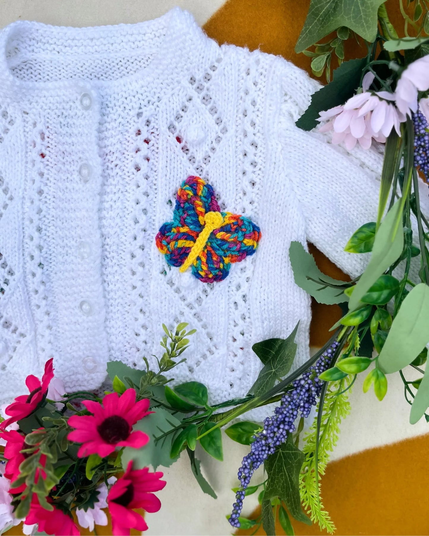 Personalisable caterpillar cardigan 🐛| Hand-knitted | 1-5