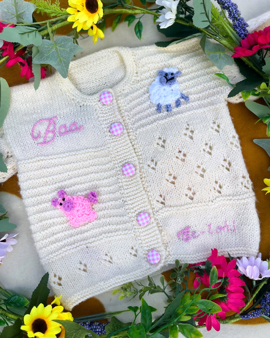 'On the Farm' cardigan | Hand-knitted | 1-5