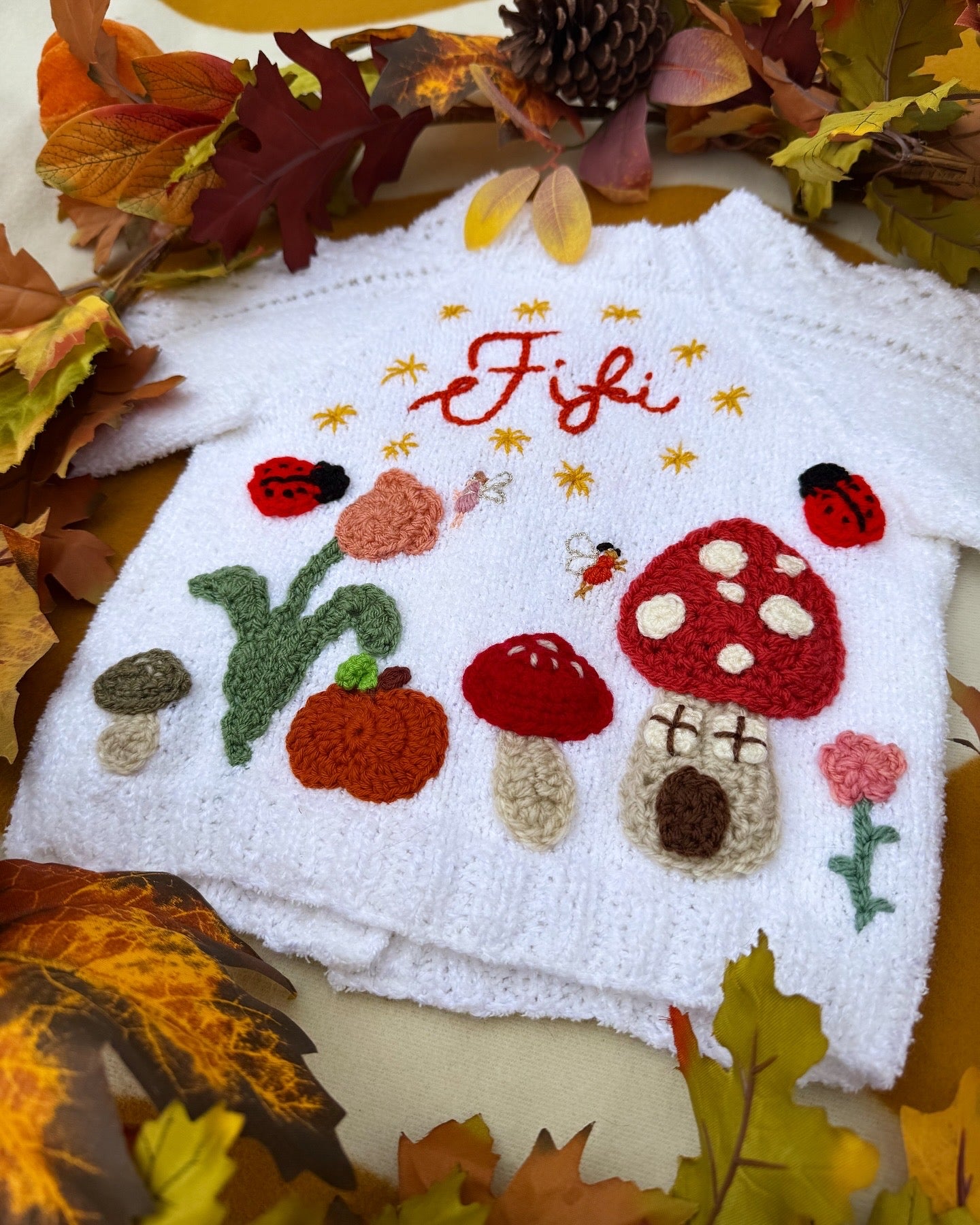 Personalisable ‘Enchanted Garden’ fairy cardigan | Hand-knitted | 1-5