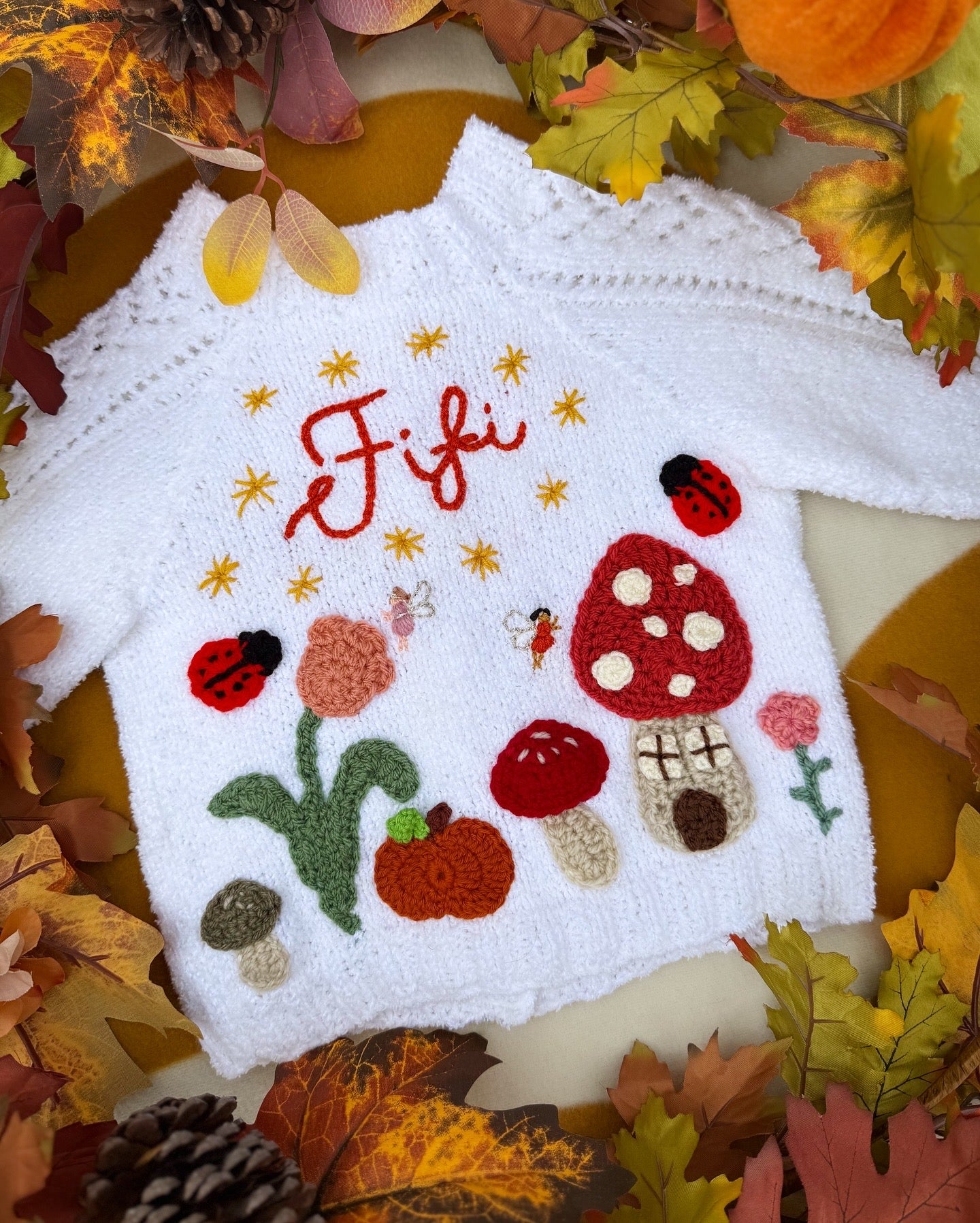 Personalisable ‘Enchanted Garden’ fairy cardigan | Hand-knitted | 1-5