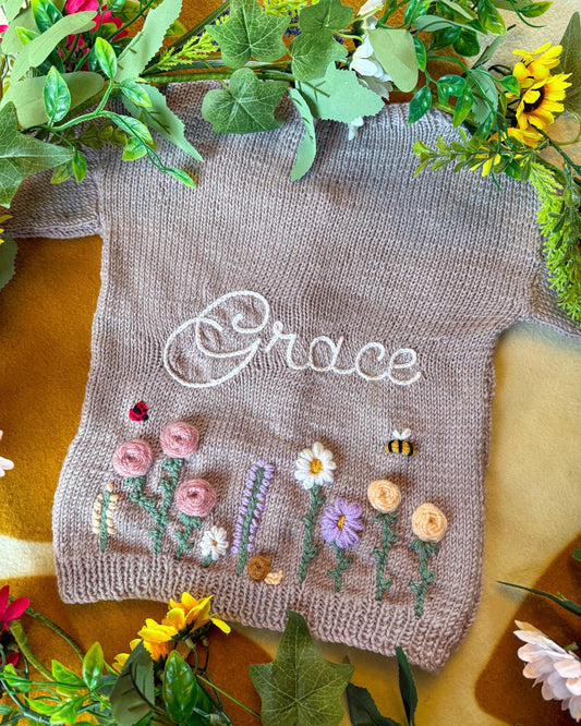 Flower garden cardigan 🌺 | Hand-knitted | 0-5
