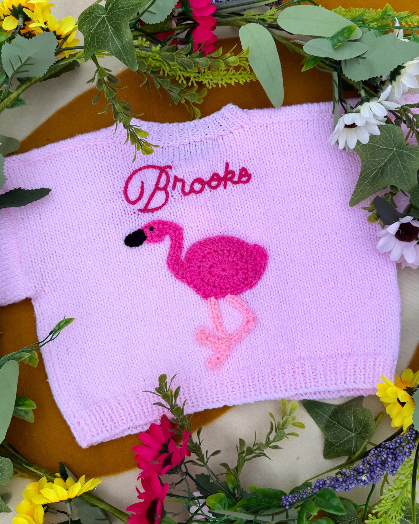 Flamingo cardigan🦩| Hand-knitted | 0-5