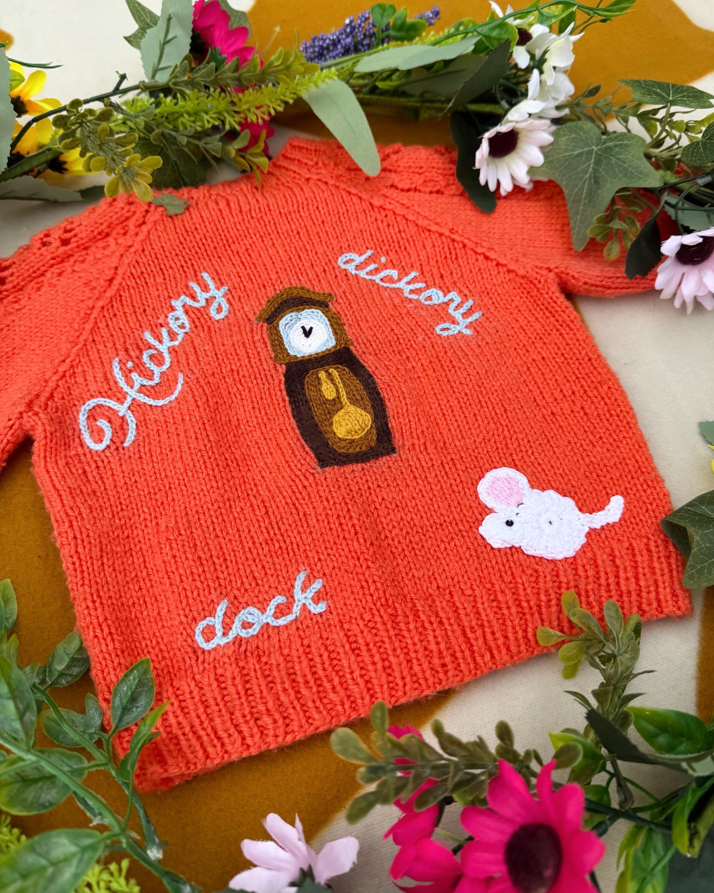 Pre-made | Personalisable hickory dickory dock cardigan | Hand-knitted | 9-12m