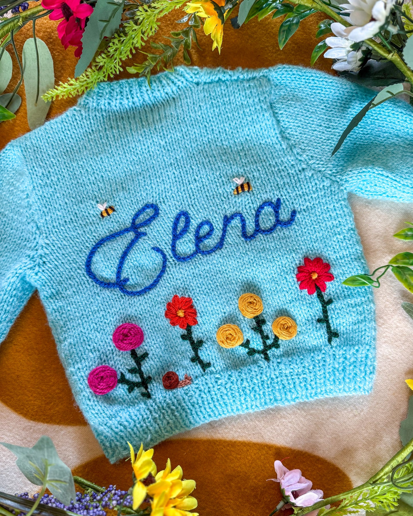 Flower garden cardigan 🌺 | Hand-knitted | 0-5