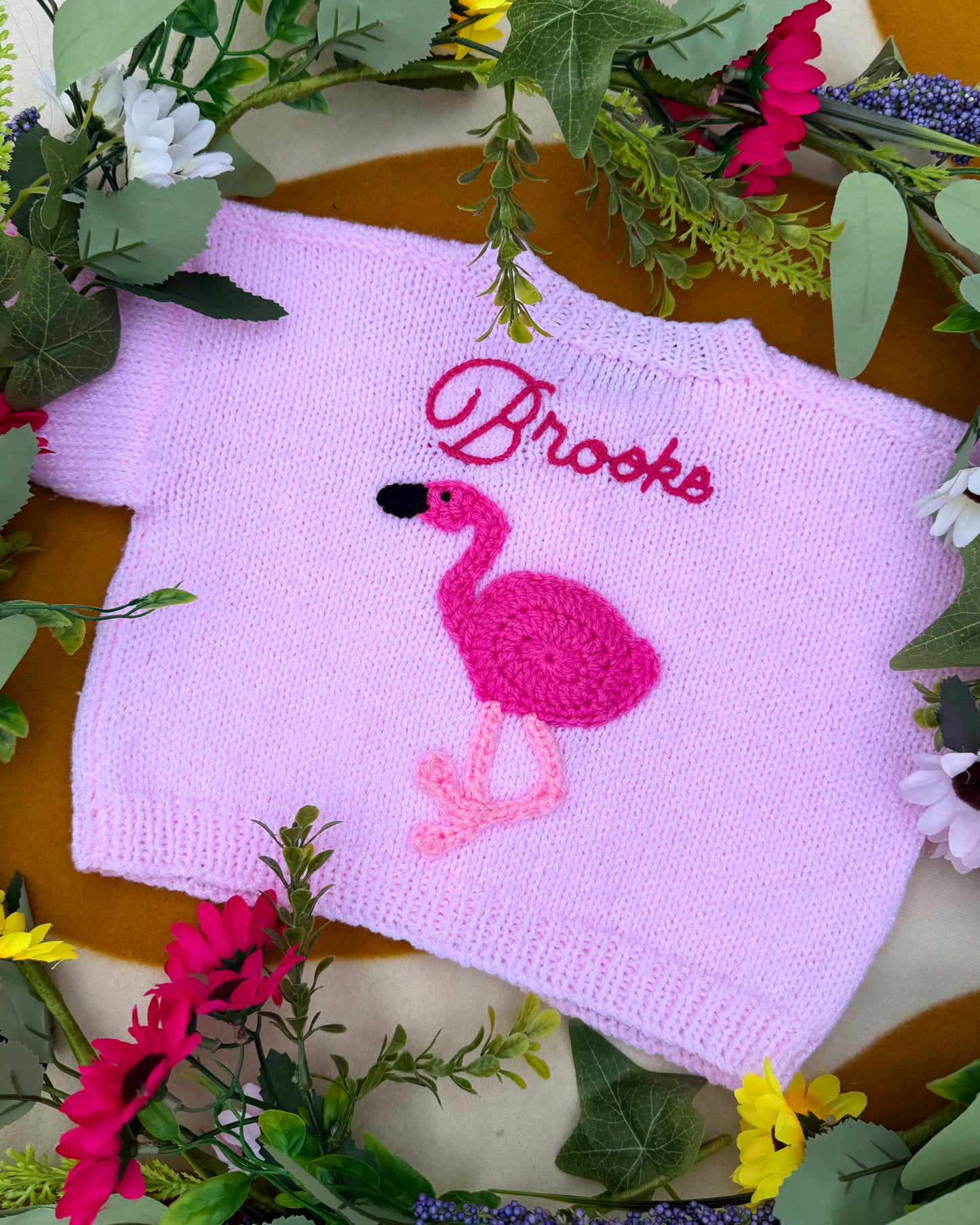 Flamingo cardigan🦩| Hand-knitted | 0-5