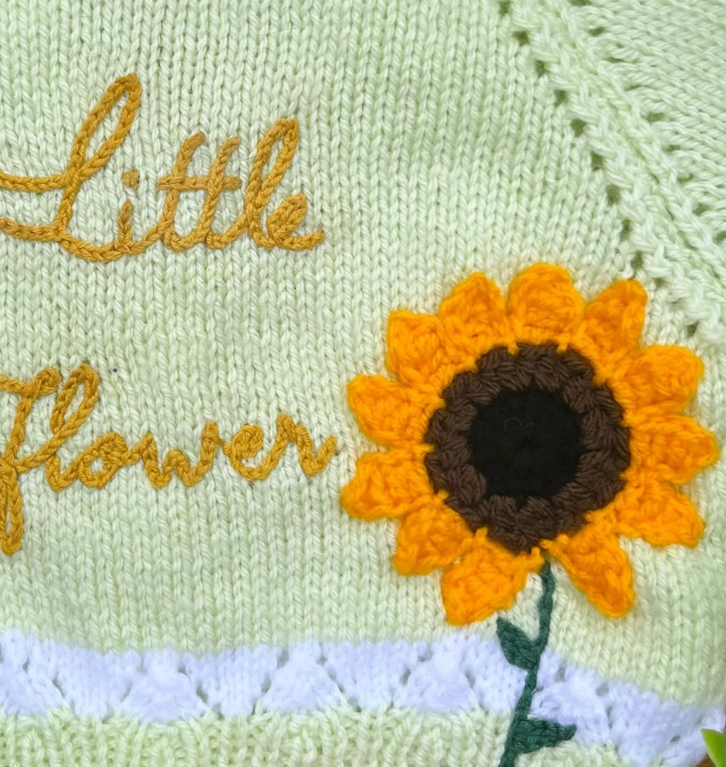 Personalisable sunflower cardigan | Hand-knitted | 1-5