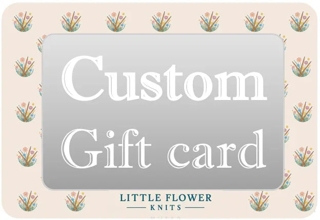 Personalised kids knitwear gift card by Little Flower Knits with floral border design