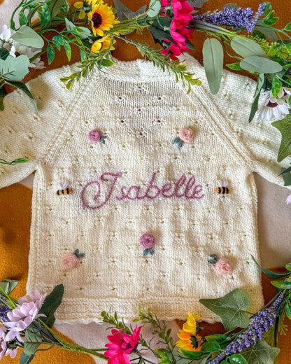 Rose & bee cardigan🌹🐝| 6m-5