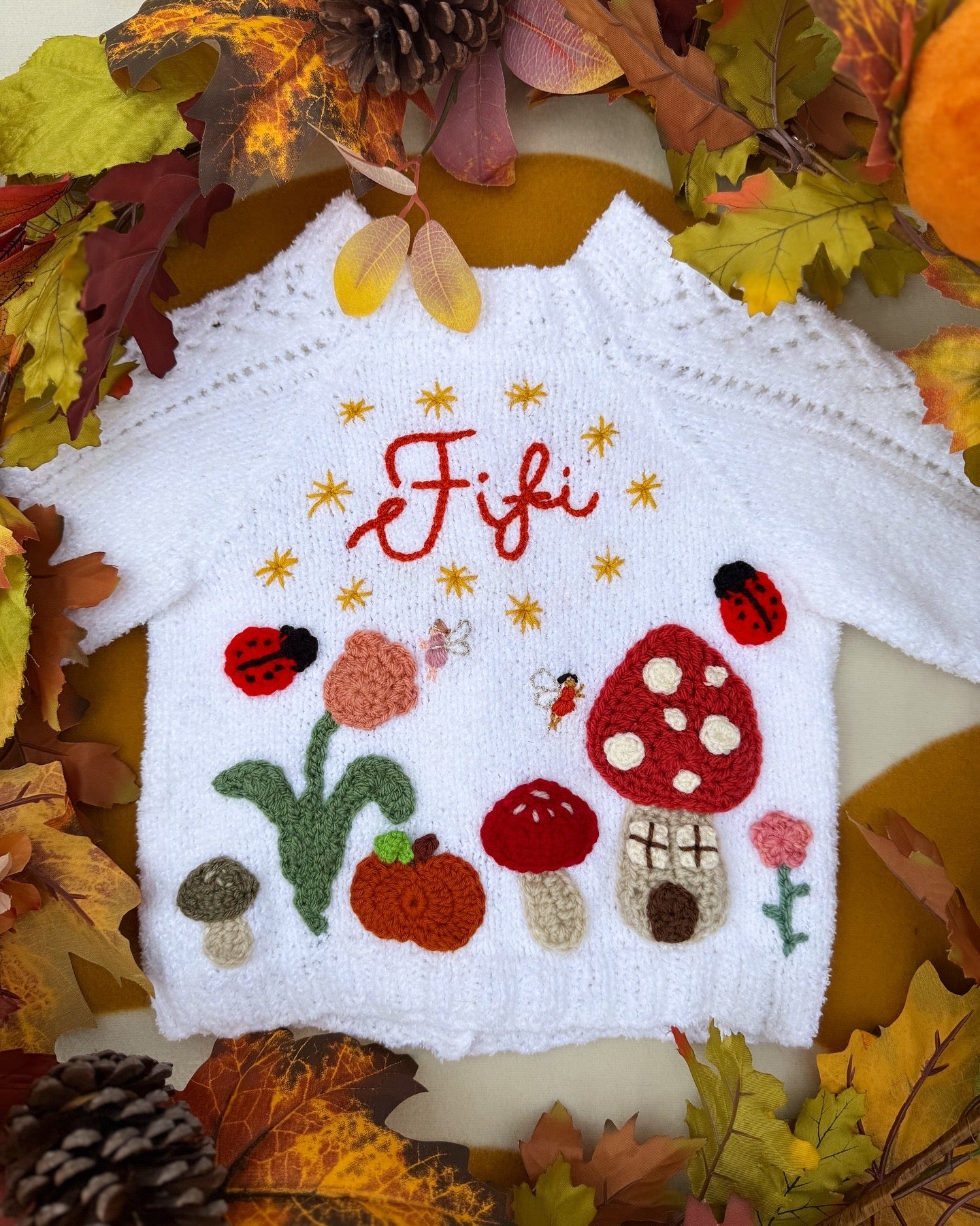 Personalisable ‘Enchanted Garden’ fairy cardigan | Hand-knitted | 1-5