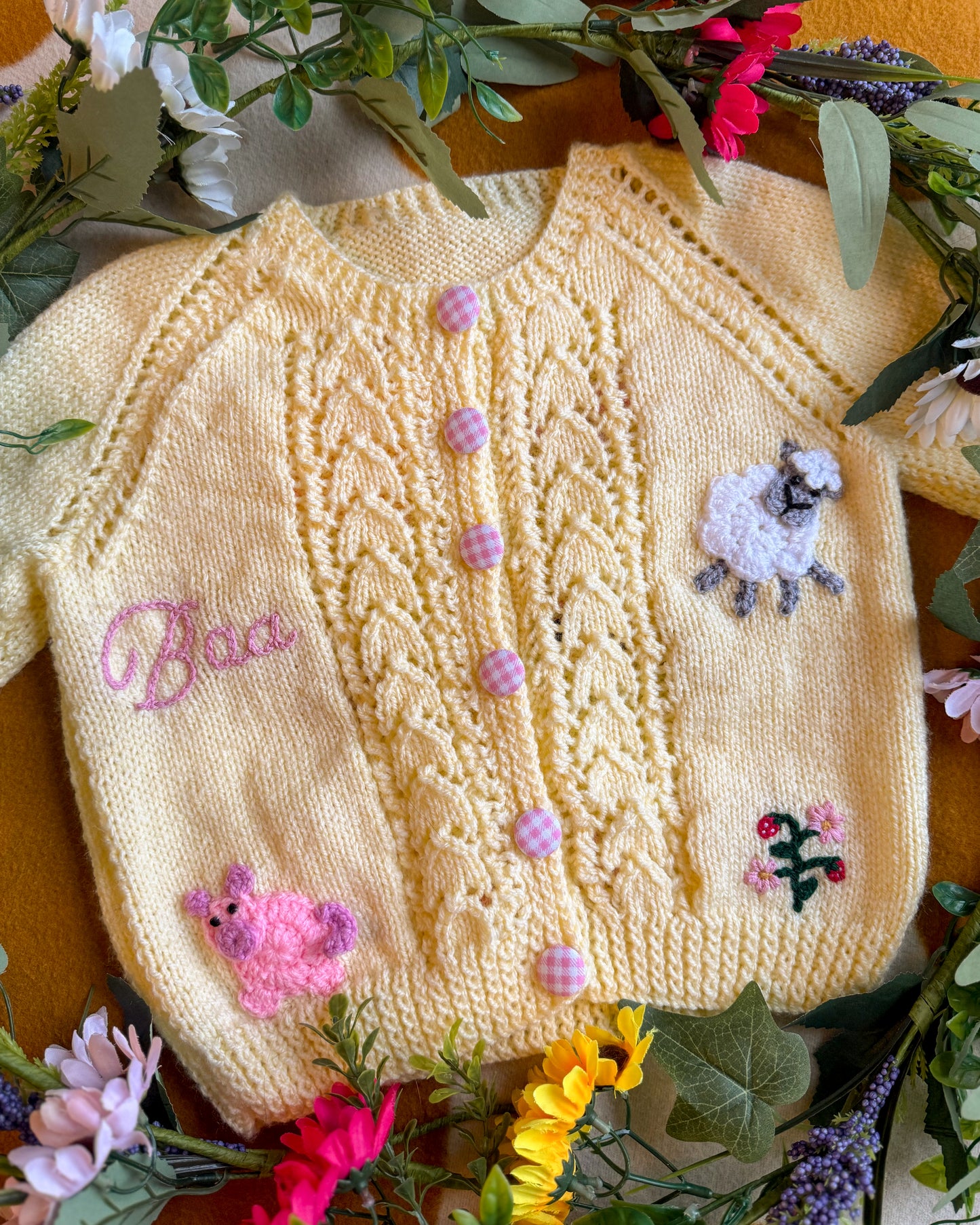 'On the Farm' cardigan | Hand-knitted | 1-5