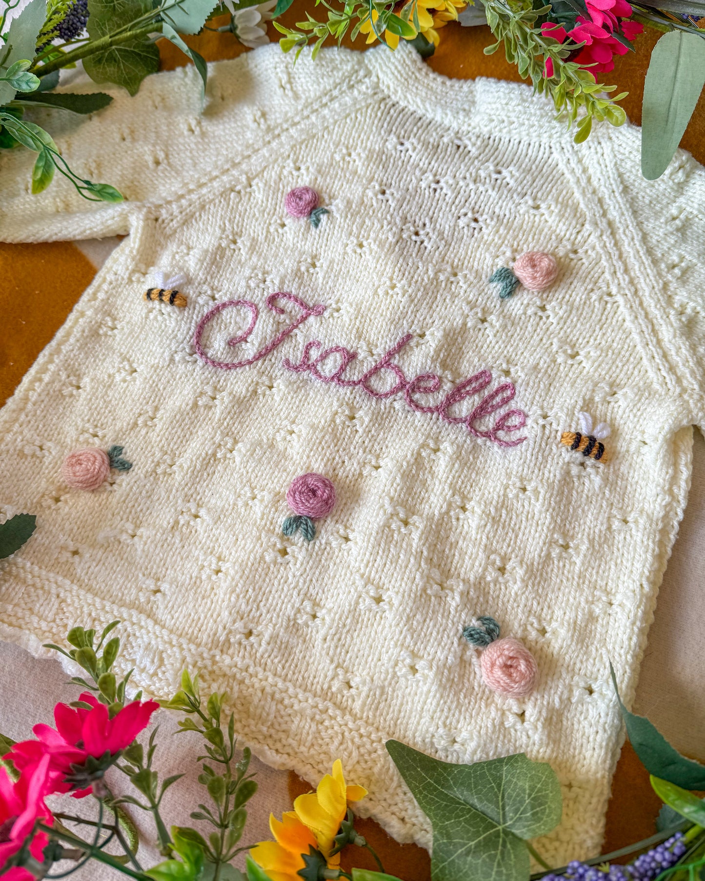Rose & bee cardigan🌹🐝| 6m-5