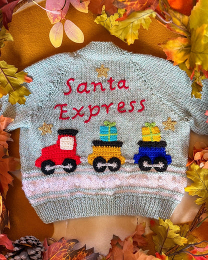 Pre-made 'Santa Express' cardigan | 12-18m