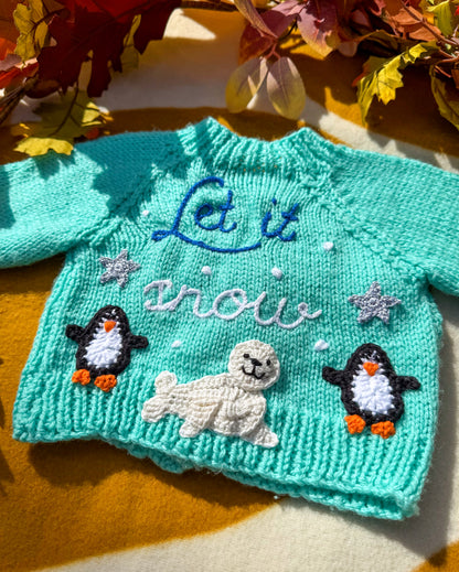 Pre-made 'Let it snow' cardigan | 0-3m