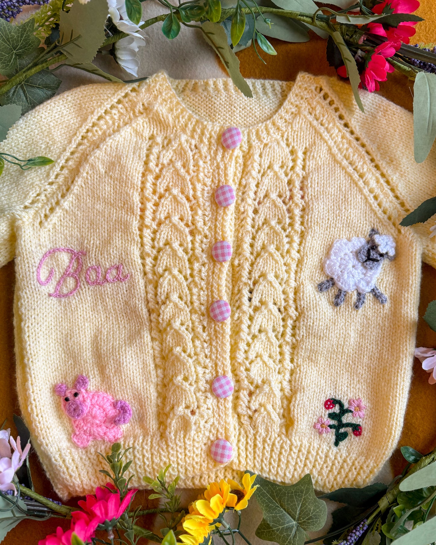 'On the Farm' cardigan | Hand-knitted | 1-5