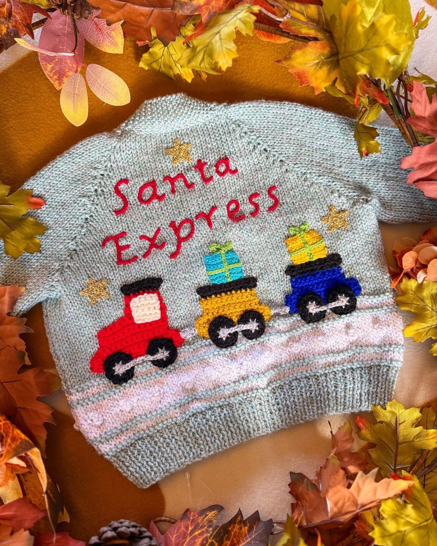 Pre-made 'Santa Express' cardigan | 12-18m