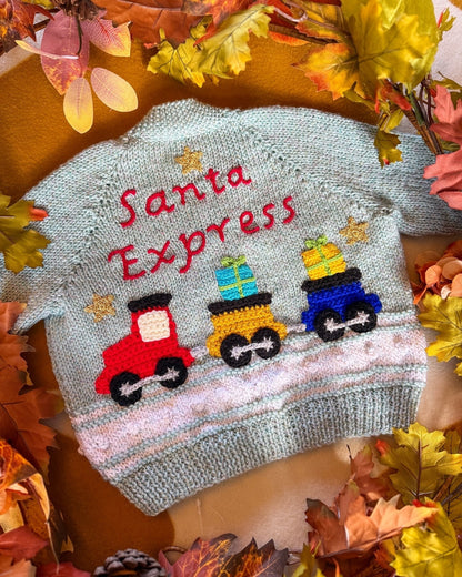 Pre-made 'Santa Express' cardigan | 12-18m