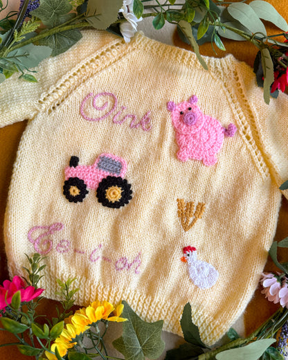'On the Farm' cardigan | Hand-knitted | 1-5