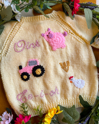 'On the Farm' cardigan | Hand-knitted | 1-5