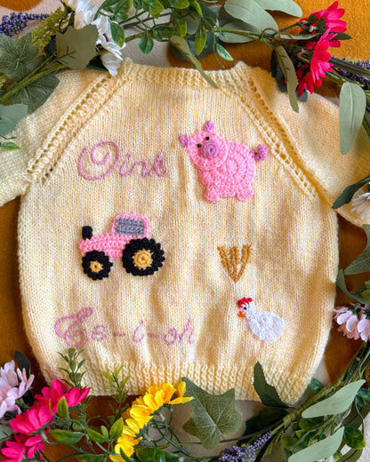 'On the Farm' cardigan | Hand-knitted | 1-5