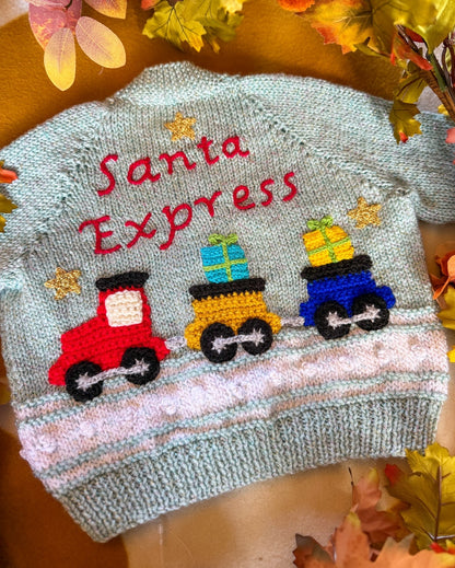 Pre-made 'Santa Express' cardigan | 12-18m