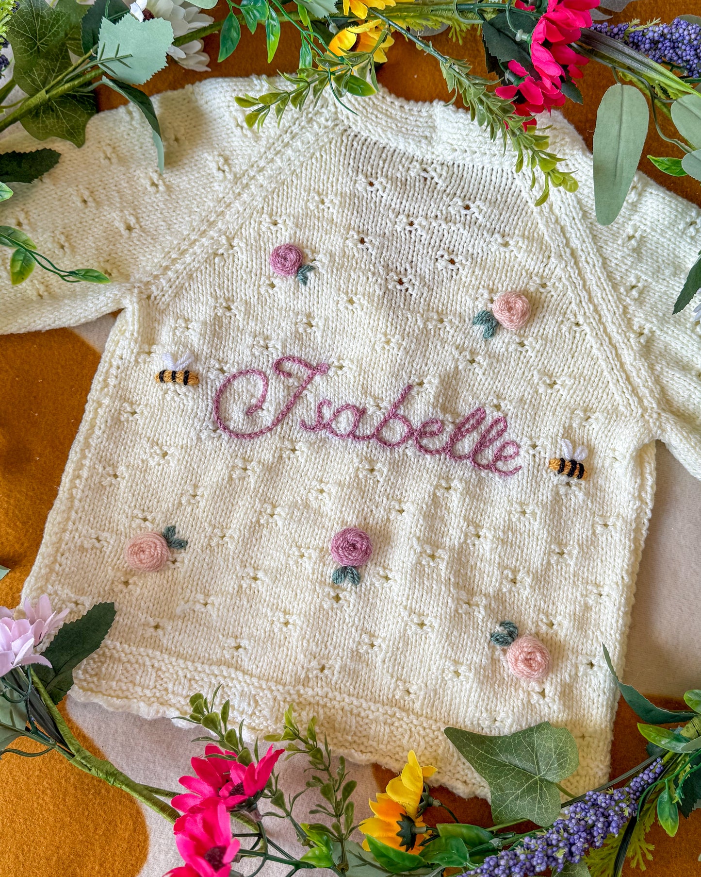 Rose & bee cardigan🌹🐝| 6m-5