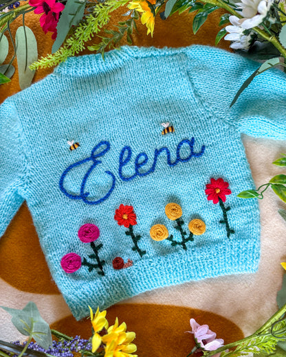 Flower garden cardigan 🌺 | Hand-knitted | 0-5