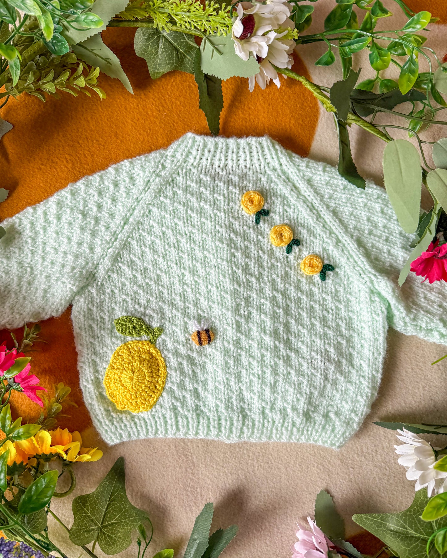 Pre-made | Lemon cardigan 🍋 🐝 | 0-3m