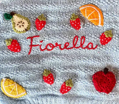 Personalisable fruit salad cardigan 🍋🍓 | Hand-knitted | 1-5