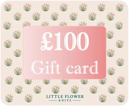£100 personalised kids knitwear gift card from Little Flower Knits with floral design background