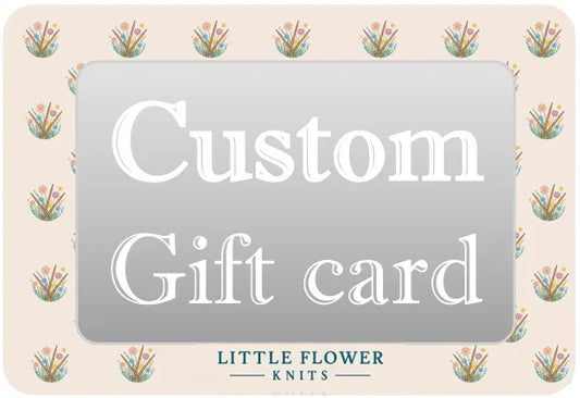 Personalised kids knitwear gift card by Little Flower Knits with floral border design