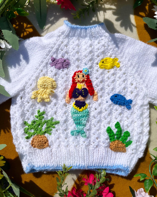 Personalisable mermaid cardigan | Hand-knitted | 1-5
