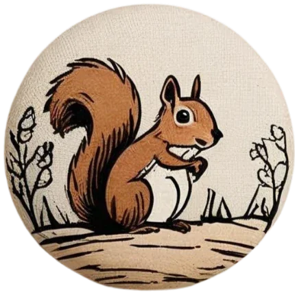 Round easify addon product featuring a squirrel design with unique kids cardigan buttons by Little Flower Knits