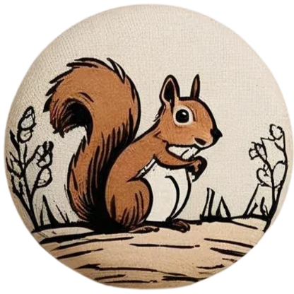 Round easify addon product featuring a squirrel design with unique kids cardigan buttons by Little Flower Knits