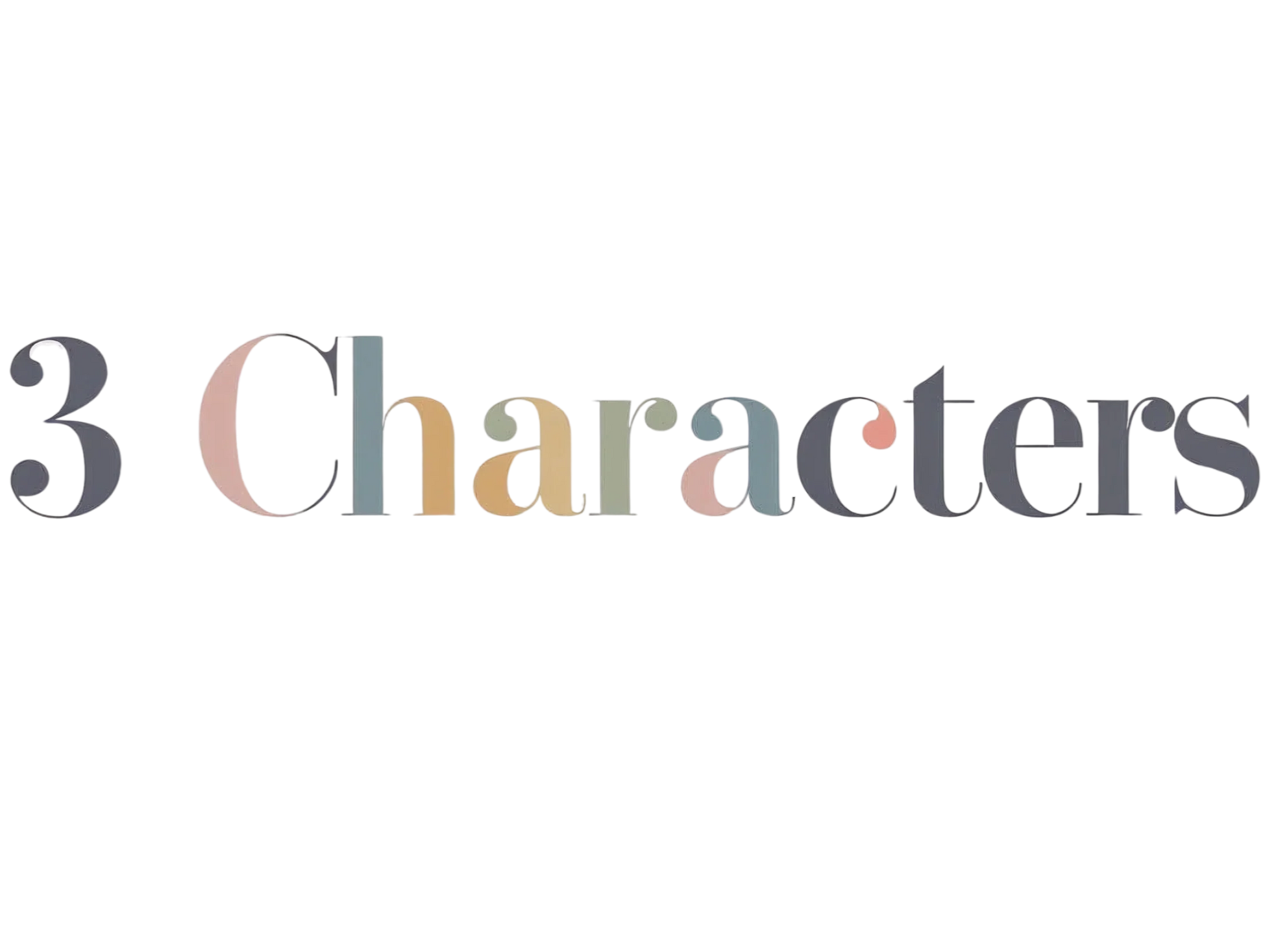 3 characters text design in pastel colours representing unique kids gifts with custom embroidery